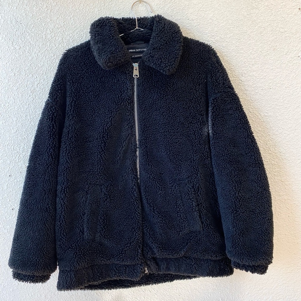 Urban Outfitters black oversized teddy bear jacket.